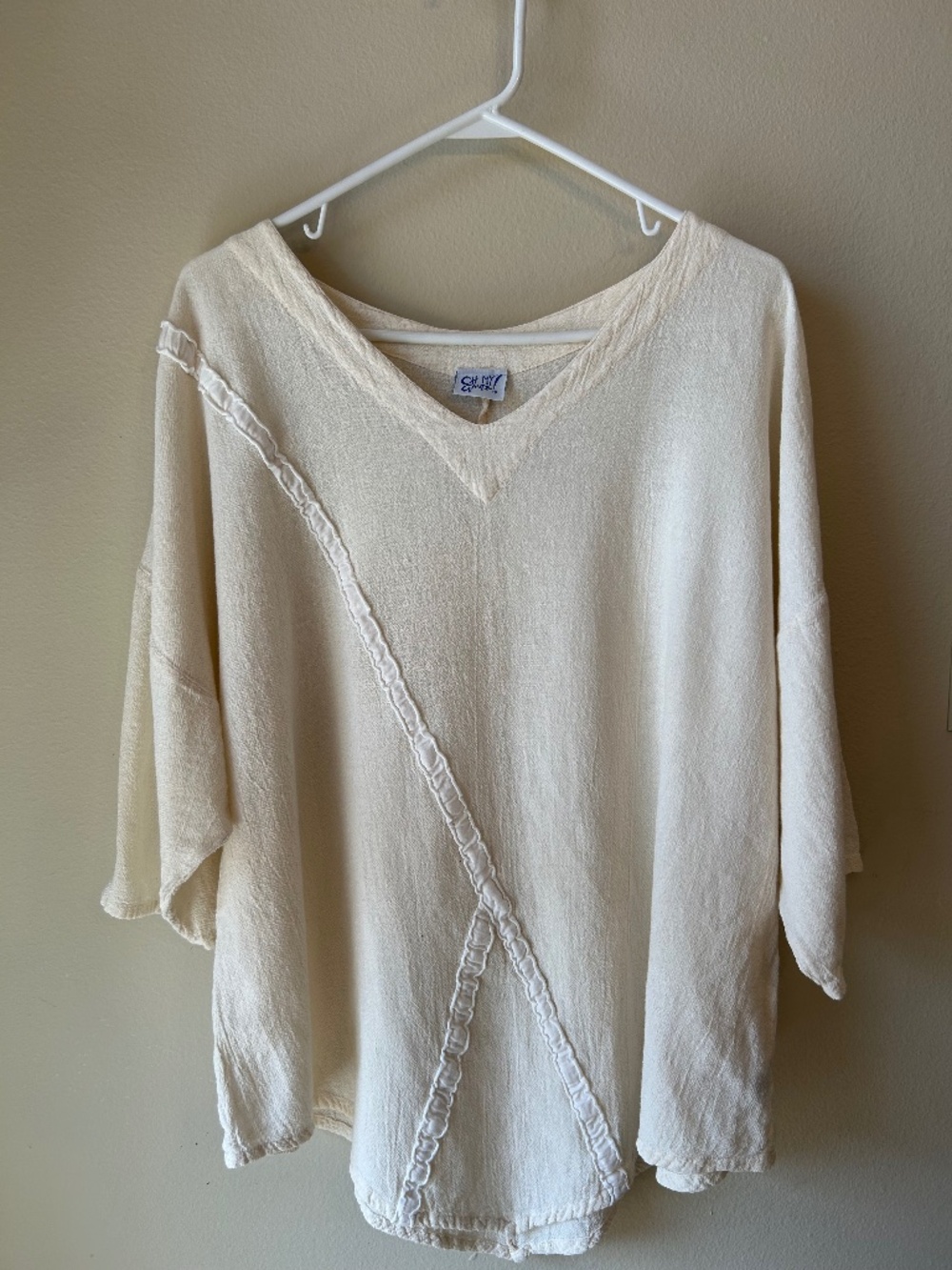 Oh My Gauze Aruba Size 1 Ivory Cotton Tunic Top Artsy Flowy Boho Lagenlook
